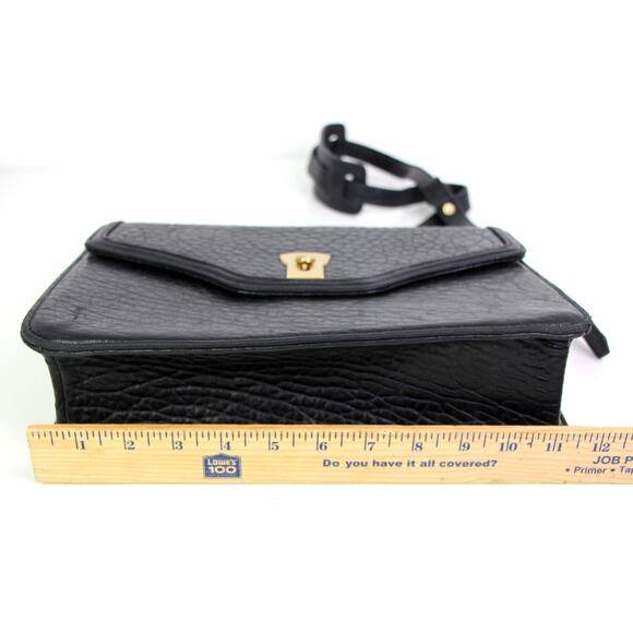 Me Char PEBBLED BLACK GENUINE LEATHER FLAP X-BODY SHOULDER BAG ORGANIZER PURSE - Picture 7 of 13